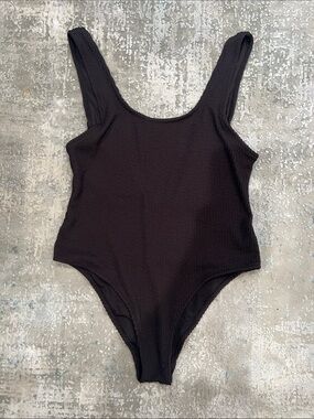 H&M Brown Textured One-Piece Swimsuit
